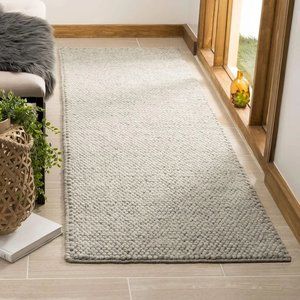 2'3" x 8' Feet Silver Handmade Premium Wool Runner Rug